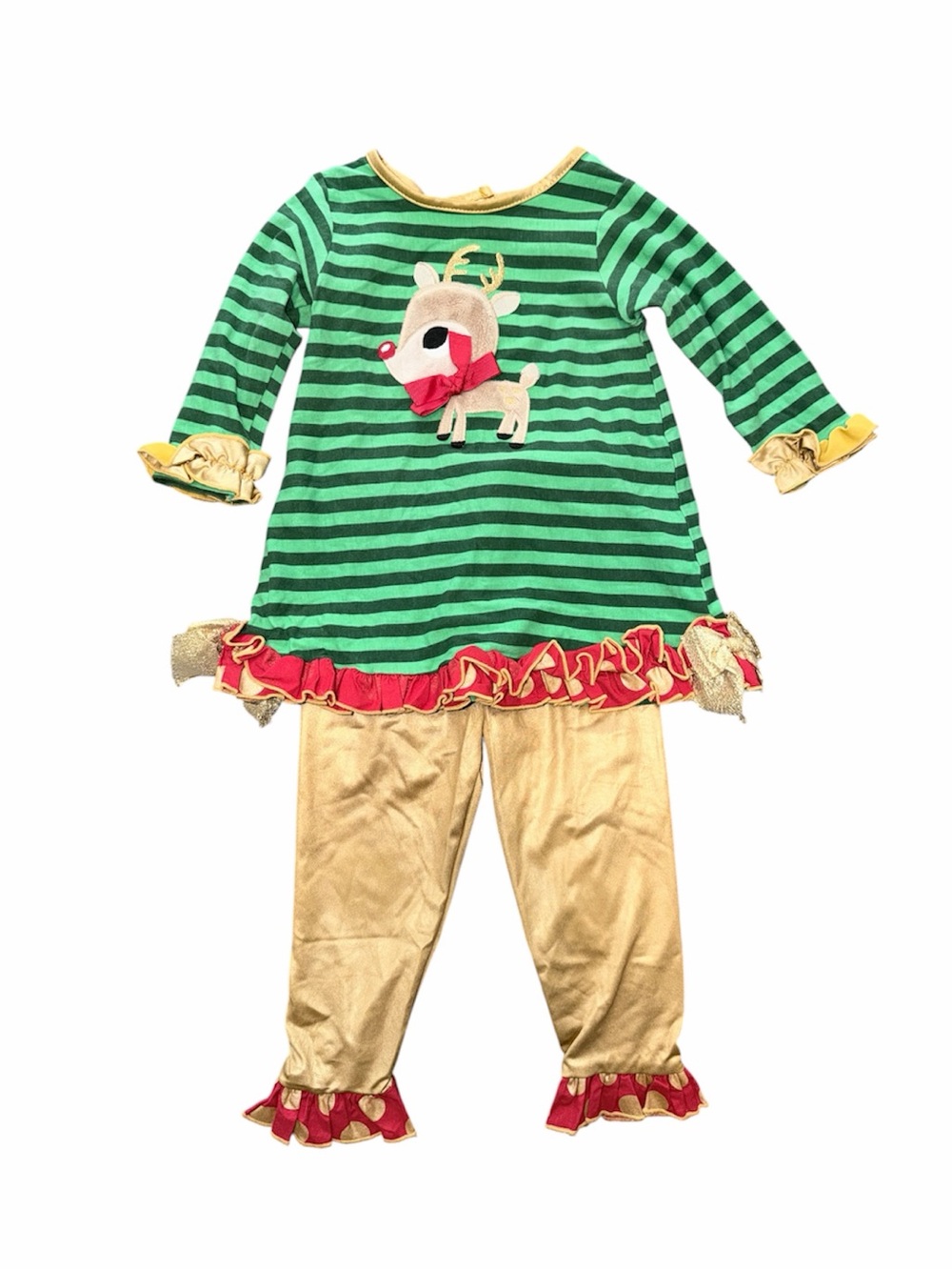 Molly and Millie Girls Reindeer Christmas 2pc Outfit Set Toddler Size 24 Months